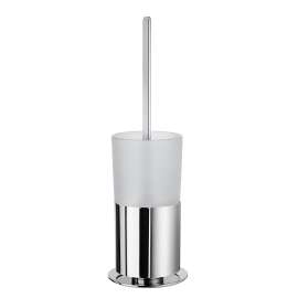 Toilet Brush With Frosted Glass Container in Polished Chrome/Frosted Glass