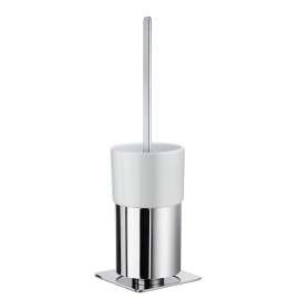 Outline FK321P Toilet Brush With Porcelain Glass Container in Polished Chrome/White Porcelain