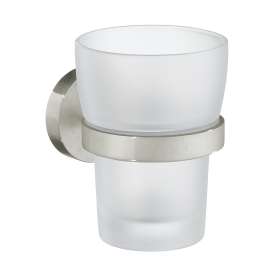 Holder with Frosted Glass Tumbler in Brushed Nickel