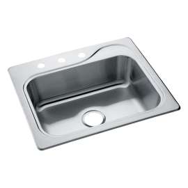 Southhaven 25-in. Single Bowl Drop-in 20 Gauge Stainless Steel Kitchen Sink - In Multiple Configurations