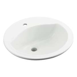 19-in x 19-in x 8-in Vitreous China Drop-In Round Bathroom Sink with Single Faucet Hole in White