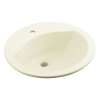 19-in x 19-in x 8-in Vitreous China Drop-In Round Bathroom Sink with Single Faucet Hole in Biscuit