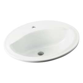 20-in x 17-in x 8-in Vitreous China Drop-In Oval Bathroom Sink with Single Faucet Hole in White