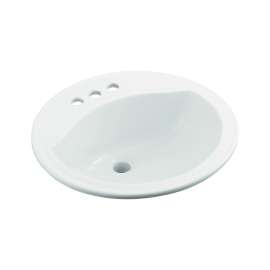 19-in x 19-in x 8-in Vitreous China Drop-In Round Bathroom Sink with 4-in Centers and Overflow
