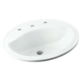 20-in x 17-in x 8-in Vitreous China Drop-In Oval Bathroom Sink with 8-in Centers and Overflow