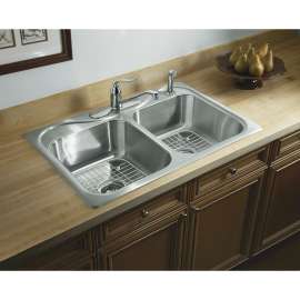 Southhaven 33-in. Double Bowl Drop-in 20 Gauge Stainless Steel Kitchen Sink