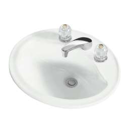 20-in x 17-in x 8-in Vitreous China Drop-In Oval Bathroom Sink with 8-in Centers and Overflow in White