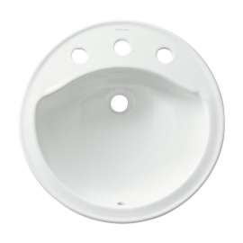 19-in x 19-in x 8-in Vitreous China Drop-In Round Bathroom Sink with 8-in Centers and Overflow in White
