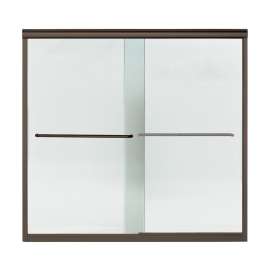 59.625-in x 58.31-in Frameless Bathtub Door in Deep Bronze with Lake Mist Glass Pattern