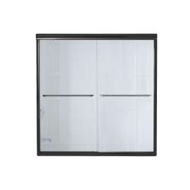 59.625-in x 58.31-in Frameless Bathtub Door in Deep Bronze with Grafite Glass Pattern