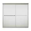 59.625-in x 58.31-in Frameless Bathtub Door in Nickel with Frosted Glass Pattern
