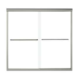 Finesse 5405-59N-G05 59.625-in x 58.31-in Frameless Bathtub Door in Nickel with Clear Glass