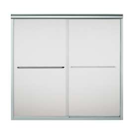 59.625-in x 58.31-in Frameless Bathtub Door in Silver with Frosted Glass Pattern