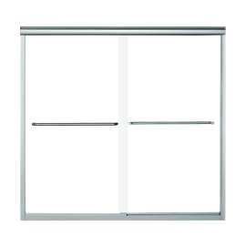 Finesse 5405-59S-G05 59.625-in x 58.31-in Frameless Bathtub Door in Silver with Clear Glass