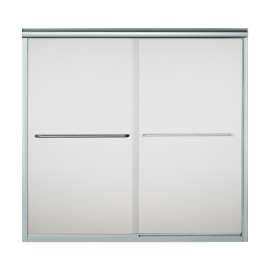 59.625-in x 55.75-in Frameless Bathtub Door in Silver with Frosted Glass Pattern