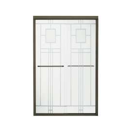 42.625-in to 47.625-in W x 70.0625-in H Frameless Sliding Shower Door in Deep Bronze with Oak Park Glass Pattern