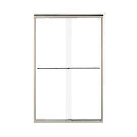 42.625-in to 47.625-in W x 70.0625-in H Frameless Sliding Shower Door in Nickel with Clear Glass