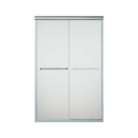 42.625-in to 47.625-in W x 70.0625-in H Frameless Sliding Shower Door in Silver with Frosted Glass Pattern