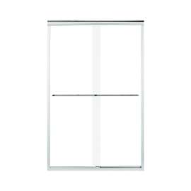 42.625-in to 47.625-in W x 70.0625-in H Frameless Sliding Shower Door in Silver with Clear Glass