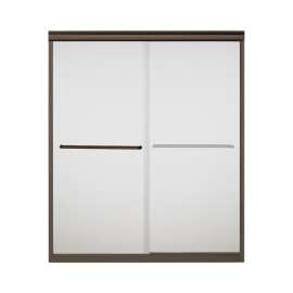 54.625-in to 59.625-in W x 70.0625-in H Frameless Sliding Shower Door in Deep Bronze with Frosted Glass Pattern