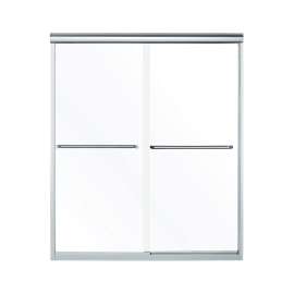 54.625-in to 59.625-in W x 70.0625-in H Frameless Sliding Shower Door in Silver with Clear Glass