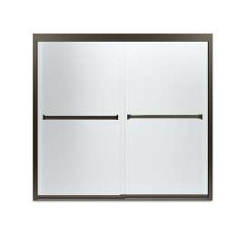 59.37-in x 55.12-in Frameless Bathtub Door in Deep Bronze with Frosted Glass Pattern