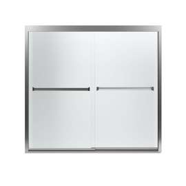 59.37-in x 55.12-in Frameless Bathtub Door in Silver with Frosted Glass Pattern