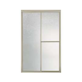 43.875-in to 48.875-in W x 70-in H Sliding Shower Door in Nickel with Rain Glass Texture