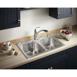 Southhaven 33-in. Double Bowl Drop-in 18 Gauge Stainless Steel Kitchen Sink