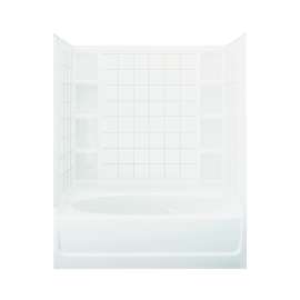 72-in x 36-in x 60.25-in Vikrell Oval in Rectangle Skirted Bathtub with Left-Hand Drain and Wall Surround