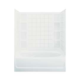 72-in x 36-in x 60.25-in Vikrell Oval in Rectangle Skirted Bathtub with Right-Hand Drain and Wall Surround