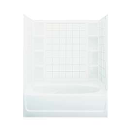 72-in x 42-in x 60.25-in Vikrell Oval in Rectangle Skirted Bathtub with Left-Hand Drain and Wall Surround