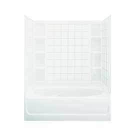 74.25-in x 42-in x 60.25-in Vikrell Oval in Rectangle Skirted Bathtub with Left-Hand Drain and Wall Surround