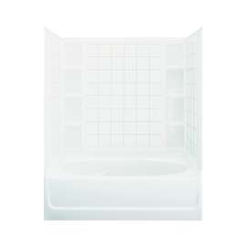 72-in x 42-in x 60.25-in Vikrell Oval in Rectangle Skirted Bathtub with Right-Hand Drain and Wall Surround