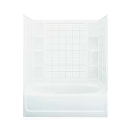 74.25-in x 42-in x 60.25-in Vikrell Oval in Rectangle Skirted Bathtub with Right-Hand Drain and Wall Surround
