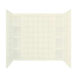 54.25-in x 43.5-in x 60-in Vikrell Bathtub Wall Surround in Biscuit