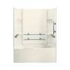 74-in x 32-in x 60-in Vikrell Wall and Floor 4-Piece Alcove Shower Kit with Bathtub in Biscuit