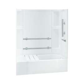 71240125 Accord 72-in x 30-in x 60-in Vikrell Wall and Floor 4-Piece Alcove Shower Kit with Bathtub
