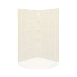 39-in W x 75-in H Corner Shower with Aging in Place Backerboards in Biscuit
