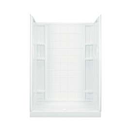 Ensemble 72130106-0 77-in x 35.25-in x 60-in Vikrell Wall and Floor 4-Piece Alcove Shower Kit in White