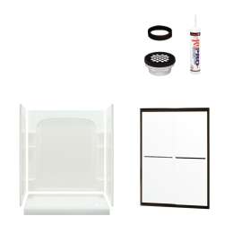 Ensemble Vikrell/Clear Glass 60-In X 73.75-In Alcove Shower Wall, Base, And Door Kit