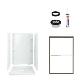 Accord Vikrell/Clear Glass 36-In X 77-In Alcove Shower Wall, Base, And Door Kit