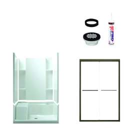 Accord Vikrell/Clear Glass 36-In X 74.5-In Alcove Shower Wall, Base, And Door Kit