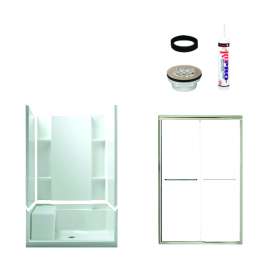74.5-in x 36-in x 48-in Vikrell Wall and Floor 5-Piece Alcove Shower Kit in Nickel with Clear Glass