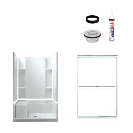 74.5-in x 36-in x 48-in Vikrell Wall and Floor 5-Piece Alcove Shower Kit in Silver with Clear Glass