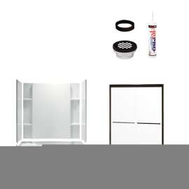 Accord Vikrell/Clear Glass 36-In X 74.5-In Alcove Shower Wall, Base, And Door Kit