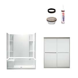 74.5-in x 36-in x 60-in Vikrell Wall and Floor 5-Piece Alcove Shower Kit in Nickel with Frosted Glass