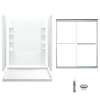 60-in x 34-in Shower Base, Walls and Door Kit, in White/Chrome with Clear Glass