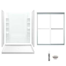 7233-5475SC-B Store+ 60-in x 34-in Shower Base, Walls and Door Kit
