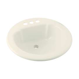 Composite Drop-In Round Bathroom Sink with Overflow in Biscuit